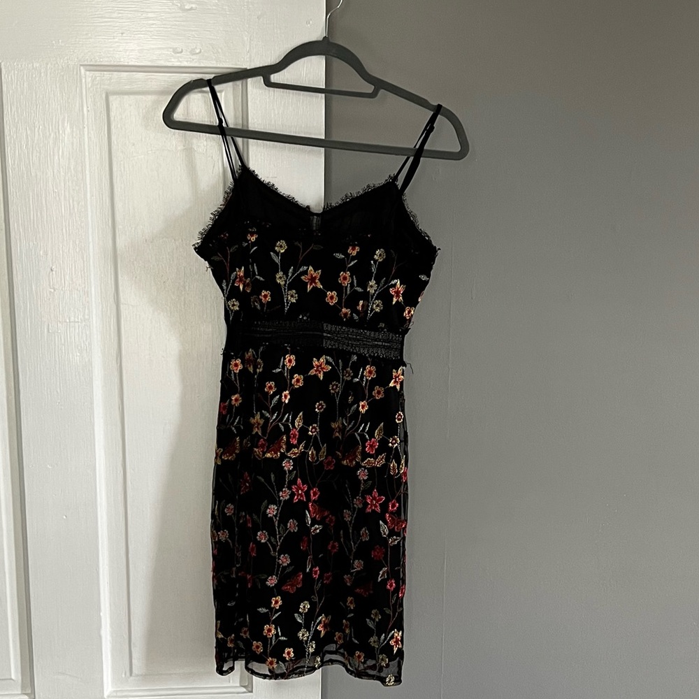 NSR Revolve Black Floral Embroidered Dress 90s Y2K